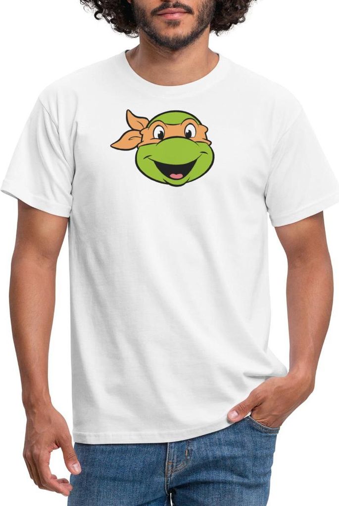 Spreadshirt Teenage Mutant Ninja Turtles Michelangelo Kostüm Karneval Männer T-Shirt, L, Weiß