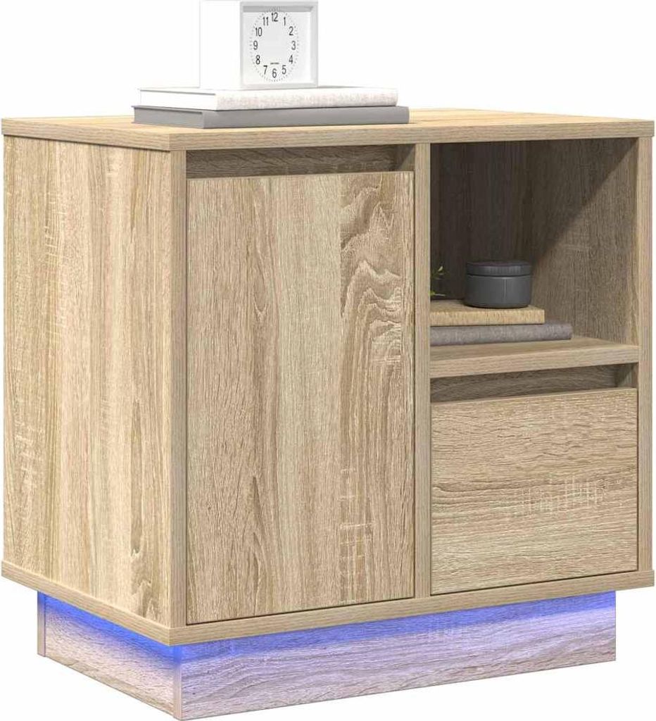 vidaXL Comodino rovere Sonoma 50 x 34,5 x 50 cm Materiale a Immagine del prodotto 