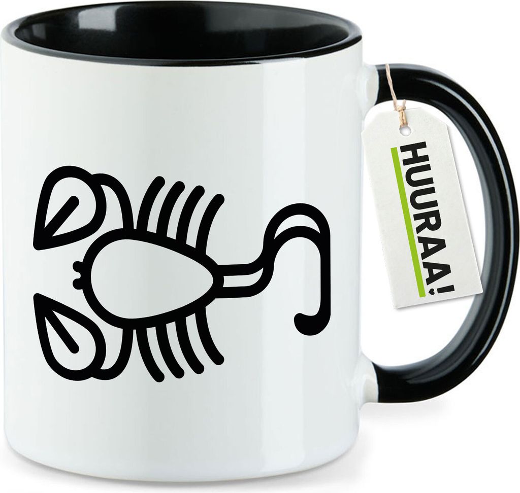 Huuraa Kaffeetasse Skorpion Sternzeichen Symbol 330ml Schwarz Keramik Kaffeebecher Geschenkidee
