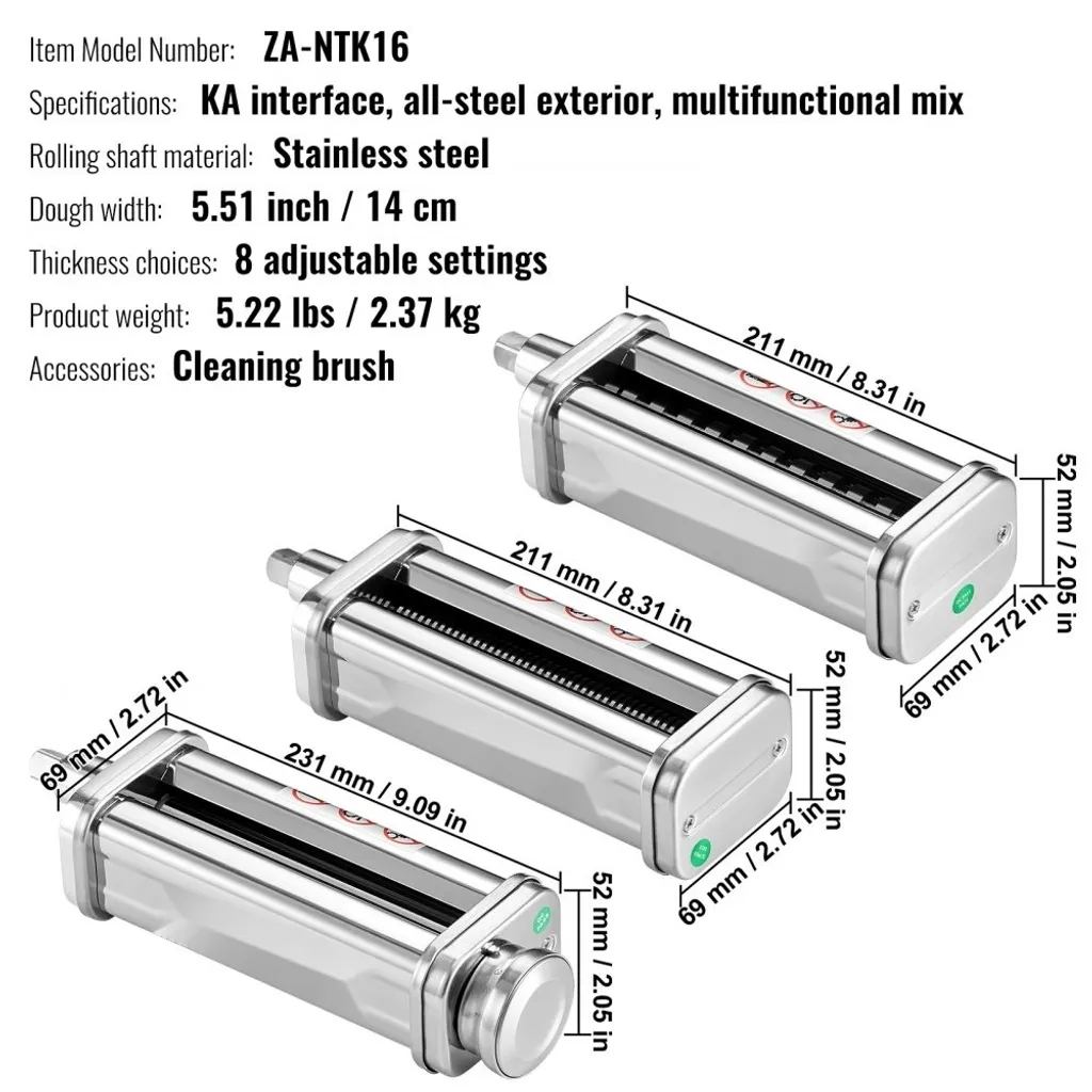 Machine à pâtes en inox 3 pièces avec rouleaux réglables et brosse incluse - 7