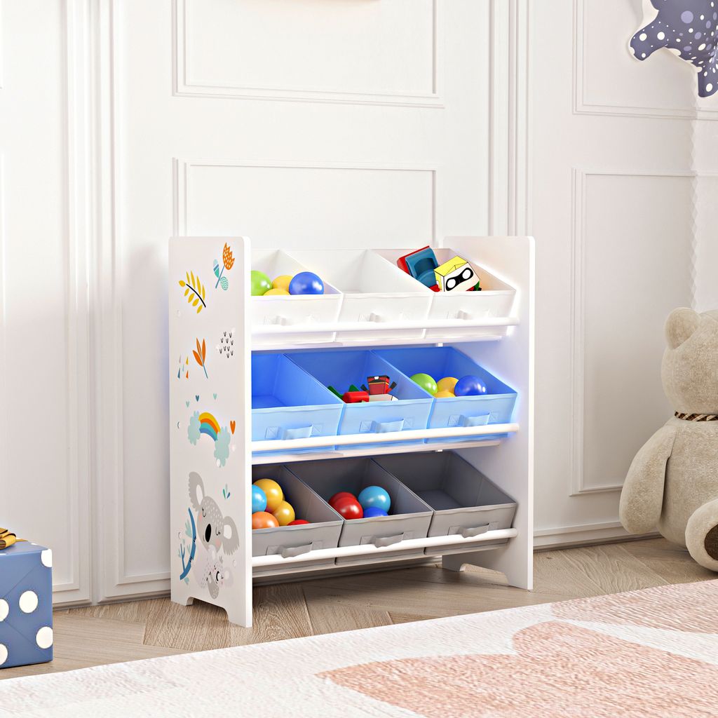 Detský regál "Boiro" s 9 skladacími boxmi 60 x 62 x 30 cm Obrázok produktu 
