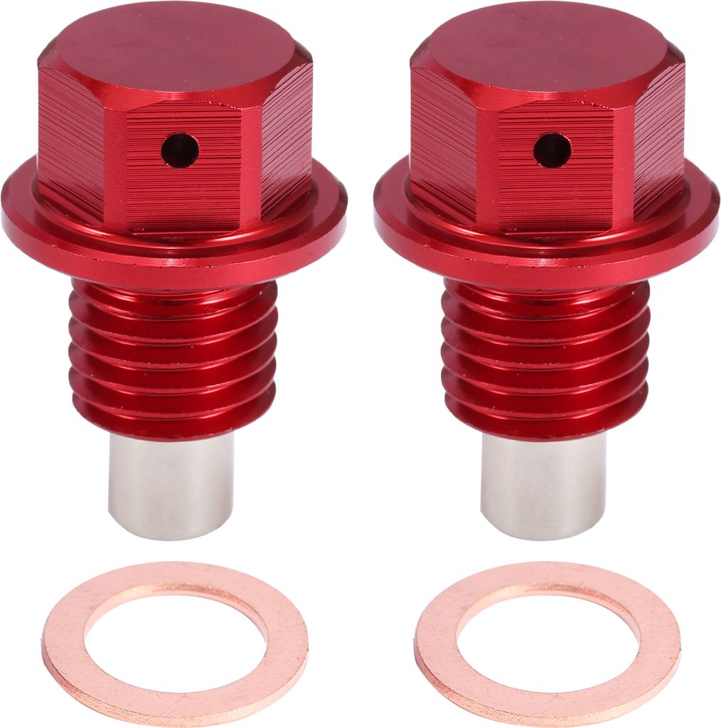 2 Stücke Ölablaßschraube M12x1,5 Ölablassschraube mit Dichtring Aluminiumlegierung Ölwannenwanne Rot
