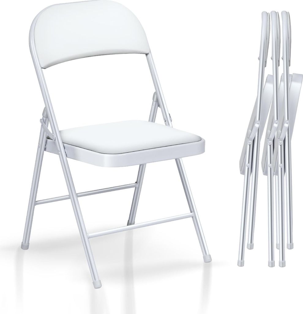 Klappstuhl 4er Set mit gepolsterten Sitzen bis 158KG- Produktbild 