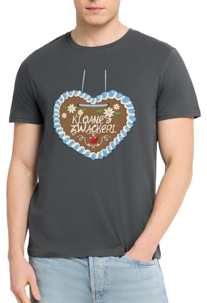 Spreadshirt Lebkuchenherz design Kloane’s Zwackerl Uni Bio T-Shirt, S, Anthrazit