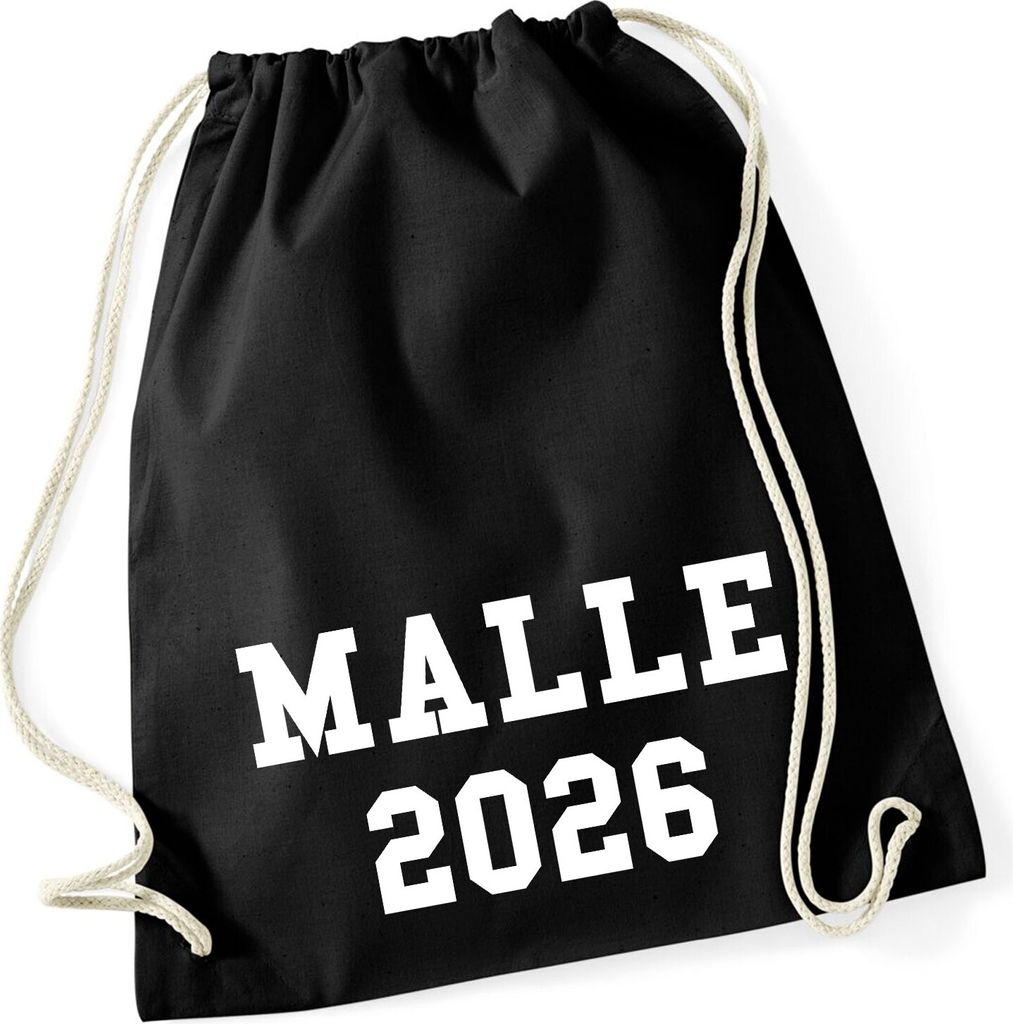 Huuraa Turnbeutel Malle 2026 Mallorca 12 Liter Black Baumwolle Rucksack Geschenkidee