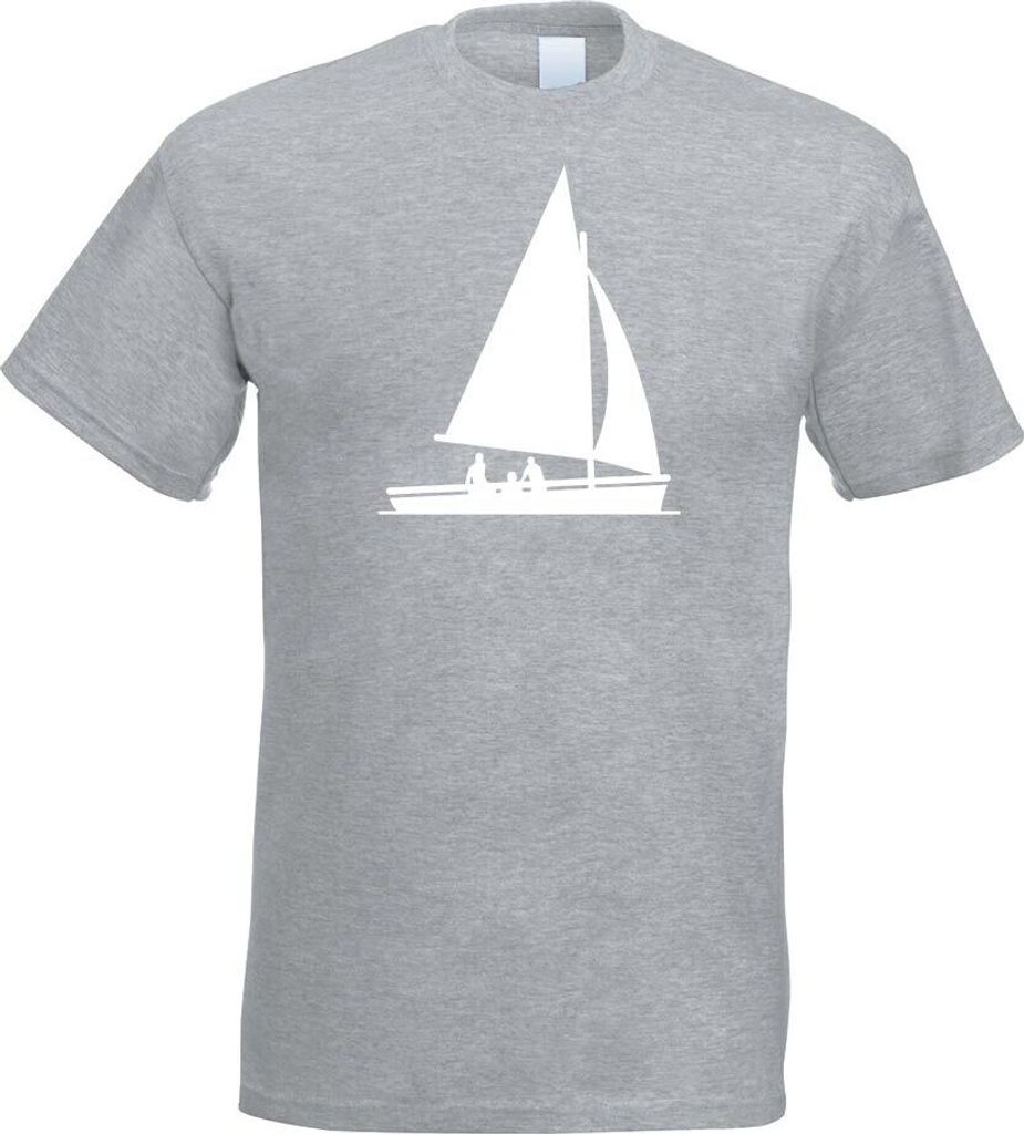 Kiwistar - T-Shirt - Graumeliert - Segeln Boot Figur Fahren Motiv Bedruckt Funshirt Design Print - mit Motiv Bedruckt - Funshirt Design - Sport - F...