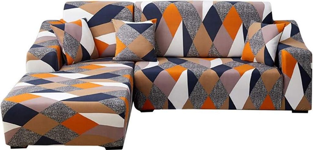 Stretch Ecksofabezug L-Form Sofabezug Sofabezug mit Armlehnen Stretch Sofaschoner 2 Stück 1 Sitzer+2 Sitzer