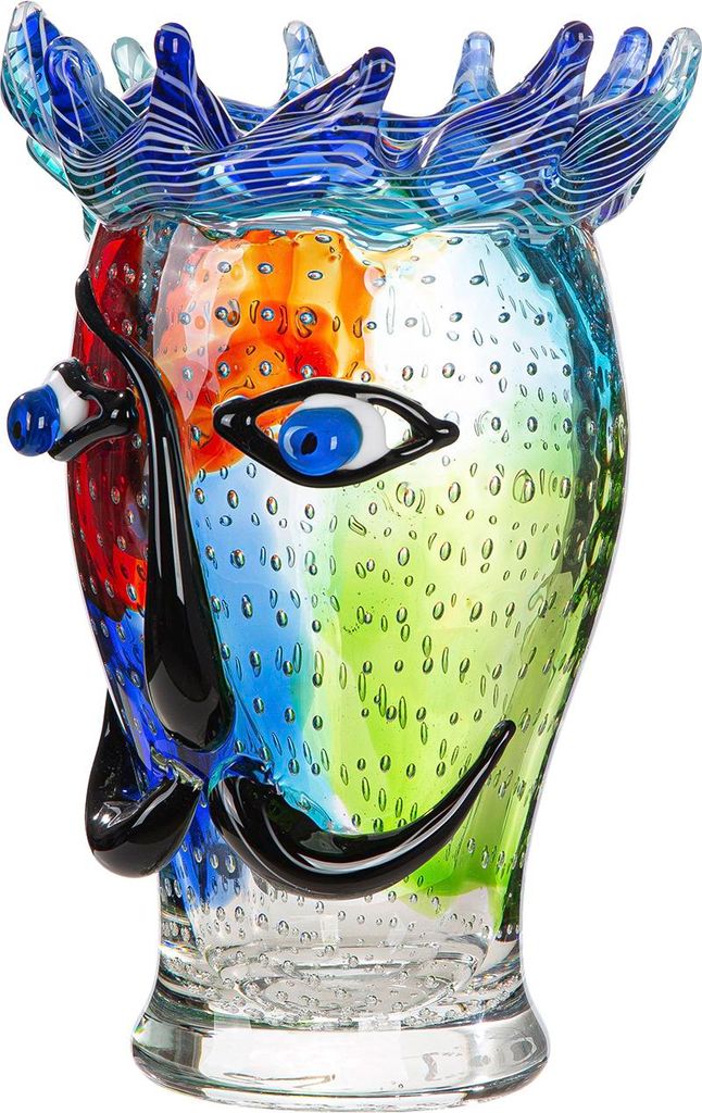 GILDE Gesichtsvase Donald grün, rot H. 29 cm, 60873 Produktbild 