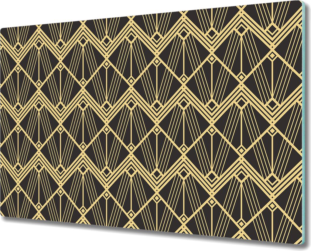 Glas-Herdabdeckplatte Glaskeramikkochfeld-Abdeckung Spritzschutz - 80x52 cm - Abstrakte gold Kunst