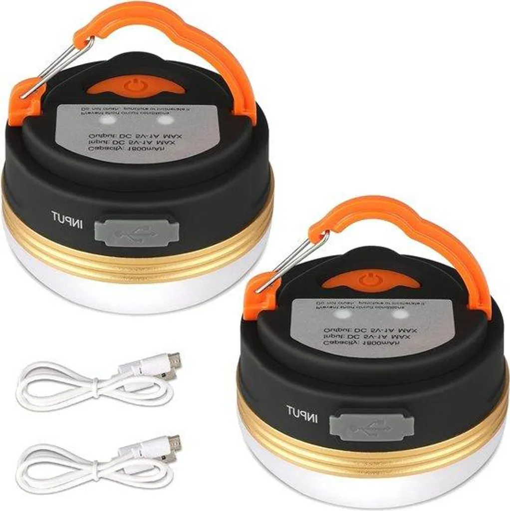 Lot de 2 Lampes de Camping LED Rechargeables USB avec Powerbank Intégré