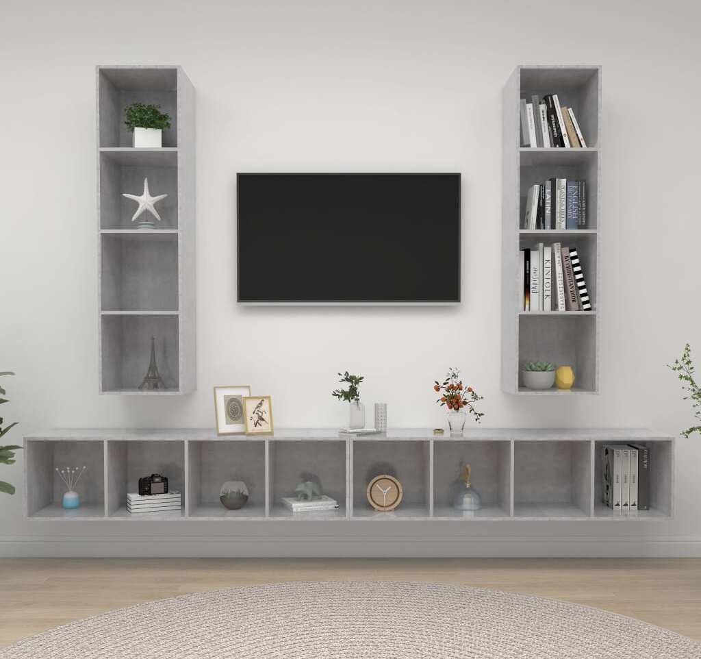 Maison Exclusive - TV-Wandschränke 4 Stk. Betongrau Holzwerkstoff