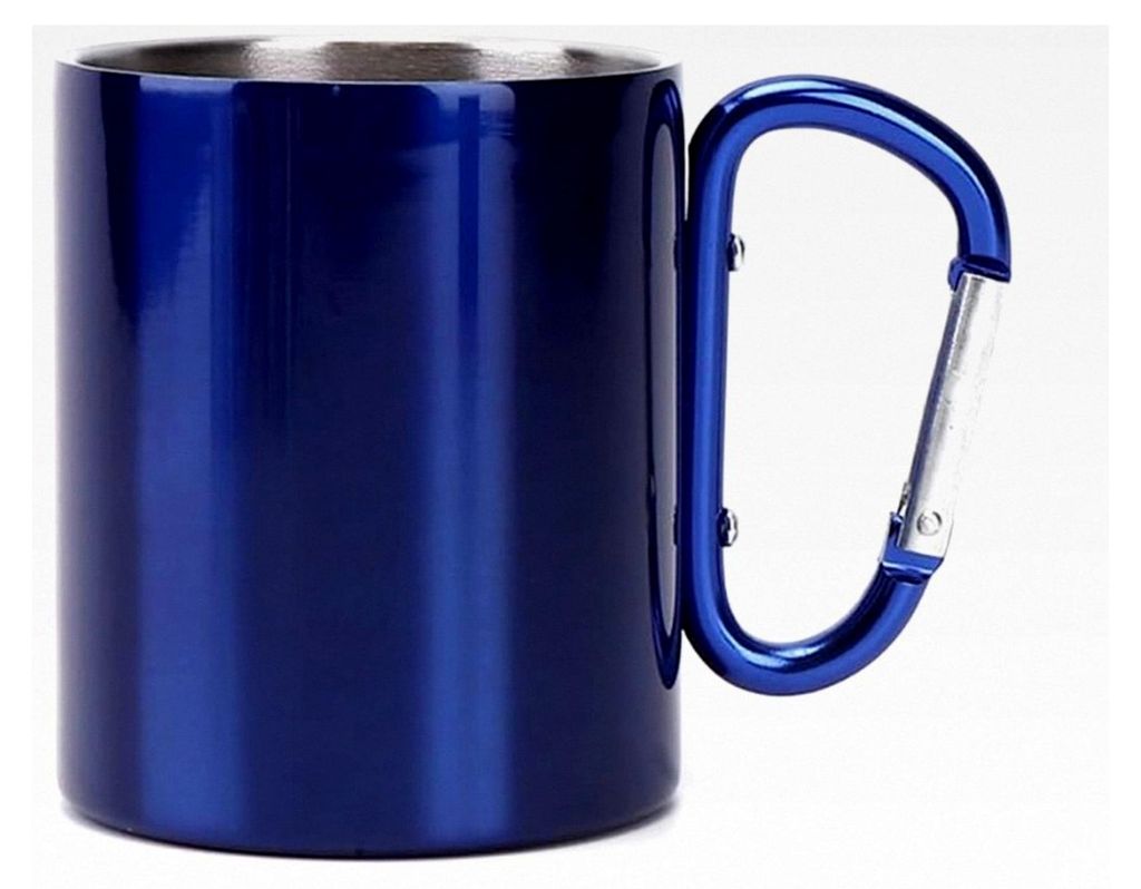 Edelstahl Karabinerbecher, Doppelwandiger Campingbecher, Tragbarer Metallbecher mit Karabinergriff für Outdoor-Aktivitäten (300ml)