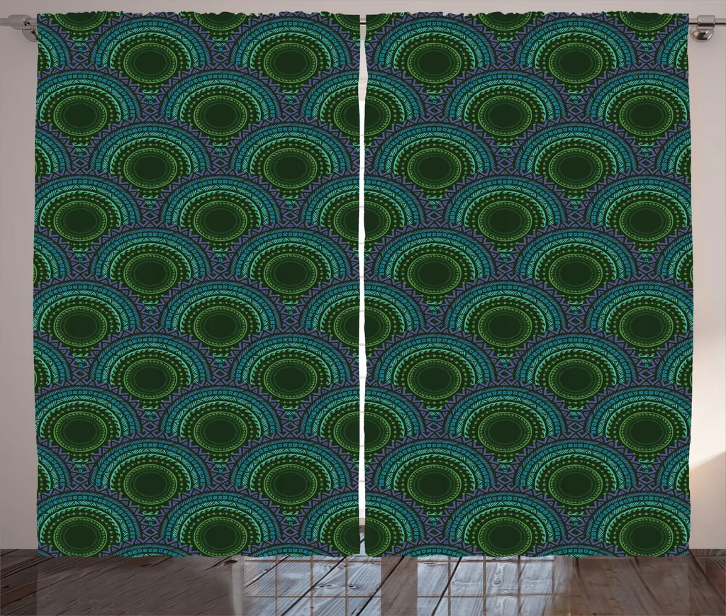 Rideau à fronces pour chambre motif Mandala ethnique 280 x 225 cm Violet