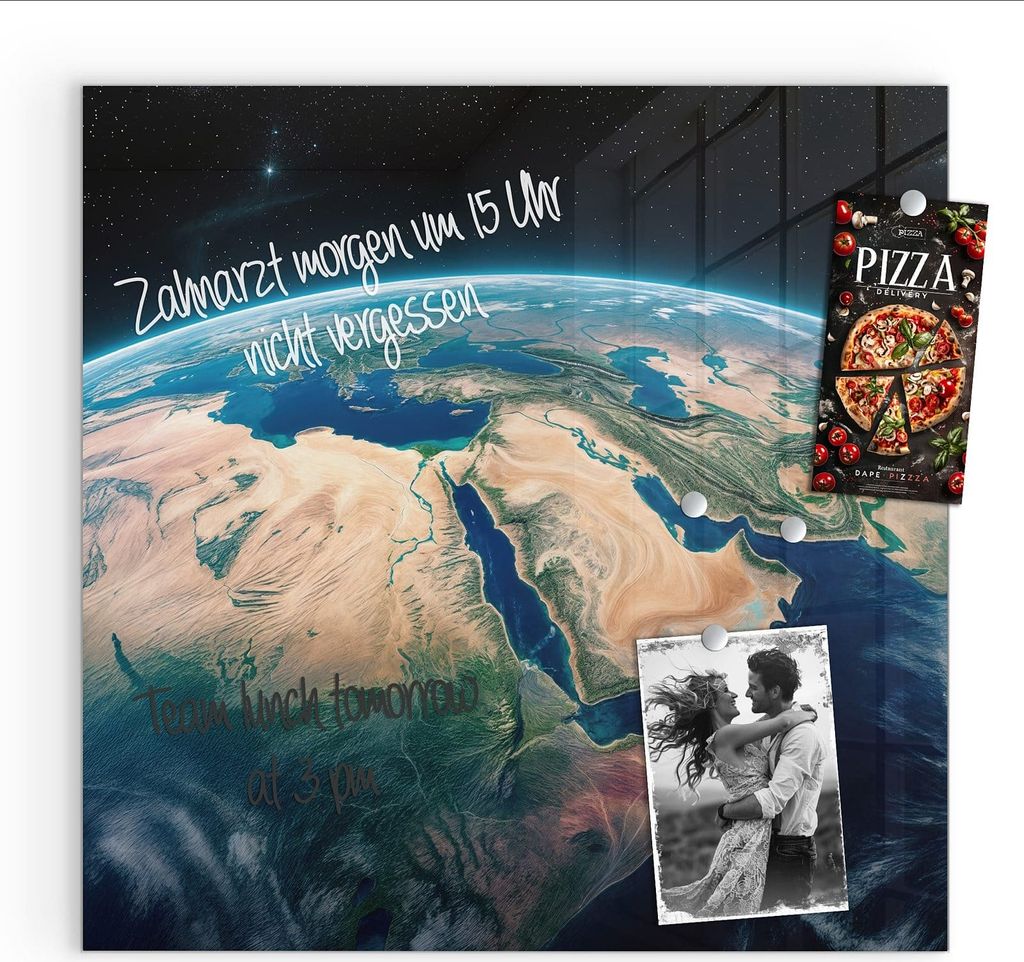 Magnettafel 50x50cm Pinnwand Whiteboard beschreibbar - Erde aus dem All