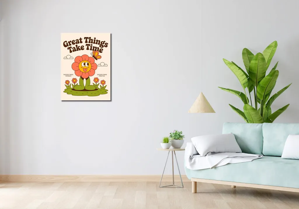 Tableau Motivant Format 50x70 Design Rétro Affirmations Positives
