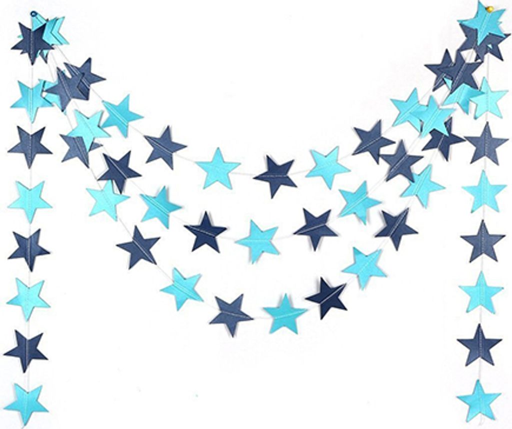 4m Long Stern String Paper Girlande für Hochzeits Geburtstagsfeier Babypartydekoration-Blau ,Größen:13 ft