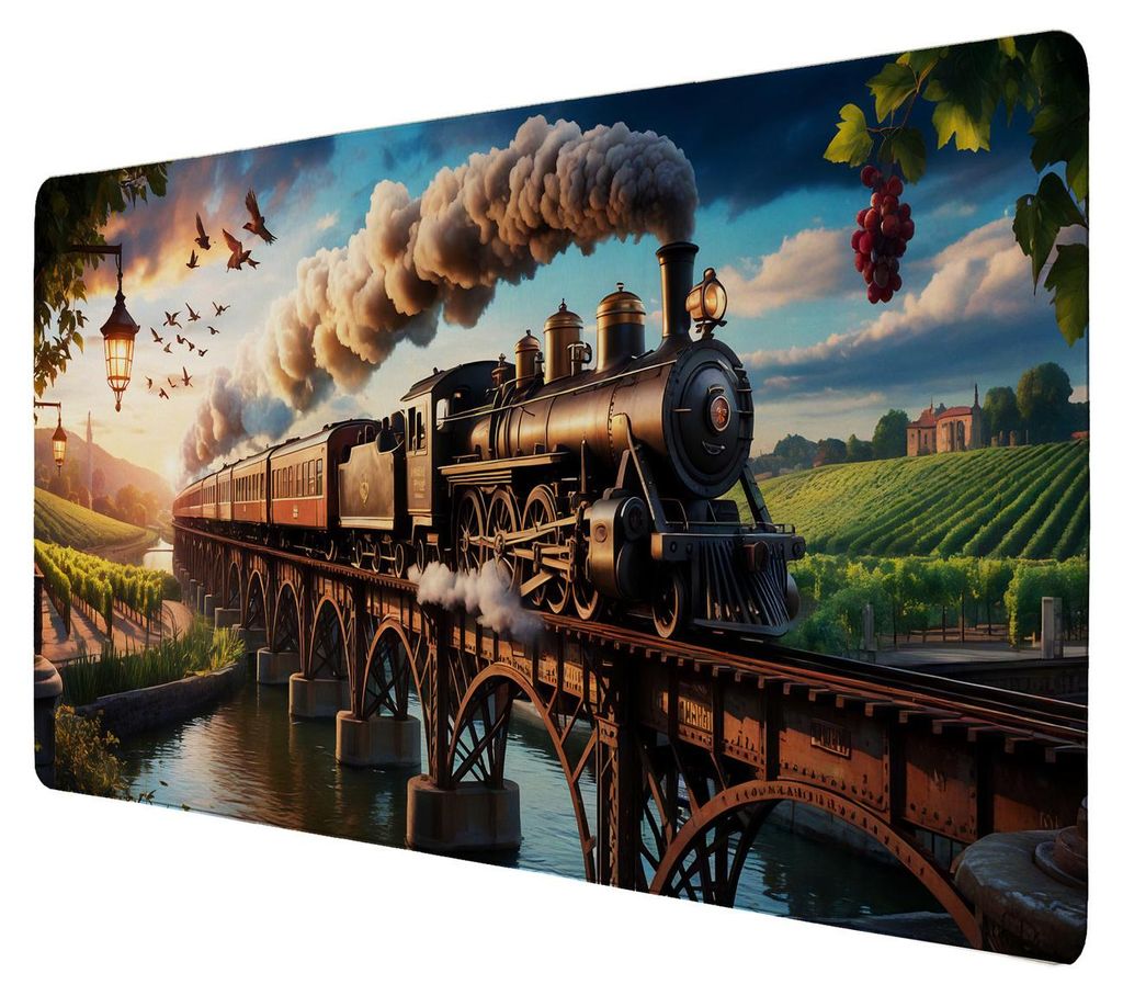 Dampflokomotive Schreibtischunterlage 69x31cm XXL Mauspad Produktbild 