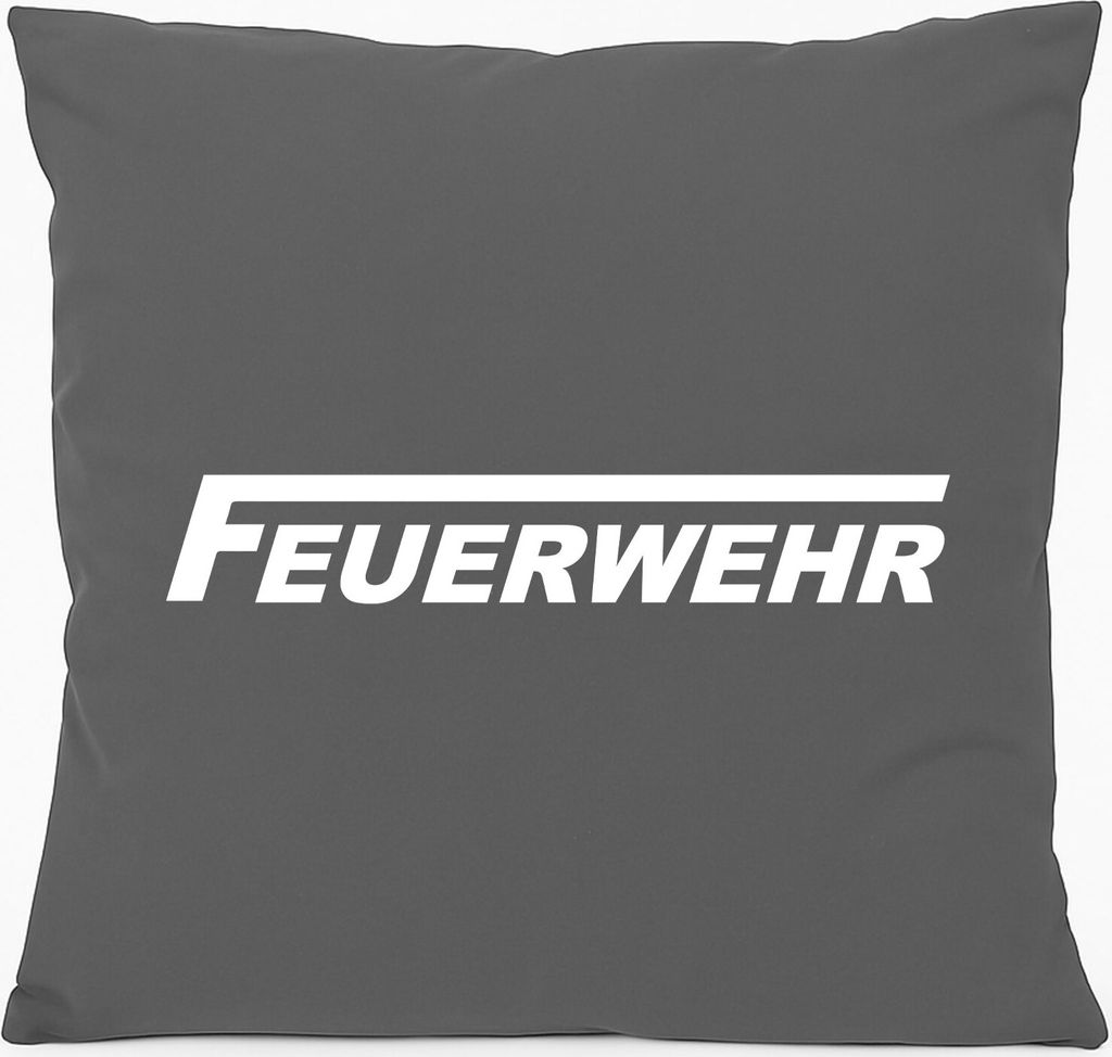 Huuraa Kissen Feuerwehr 40x40cm mit Füllung Steel Grey Baumwolle Dekokissen Geschenkidee