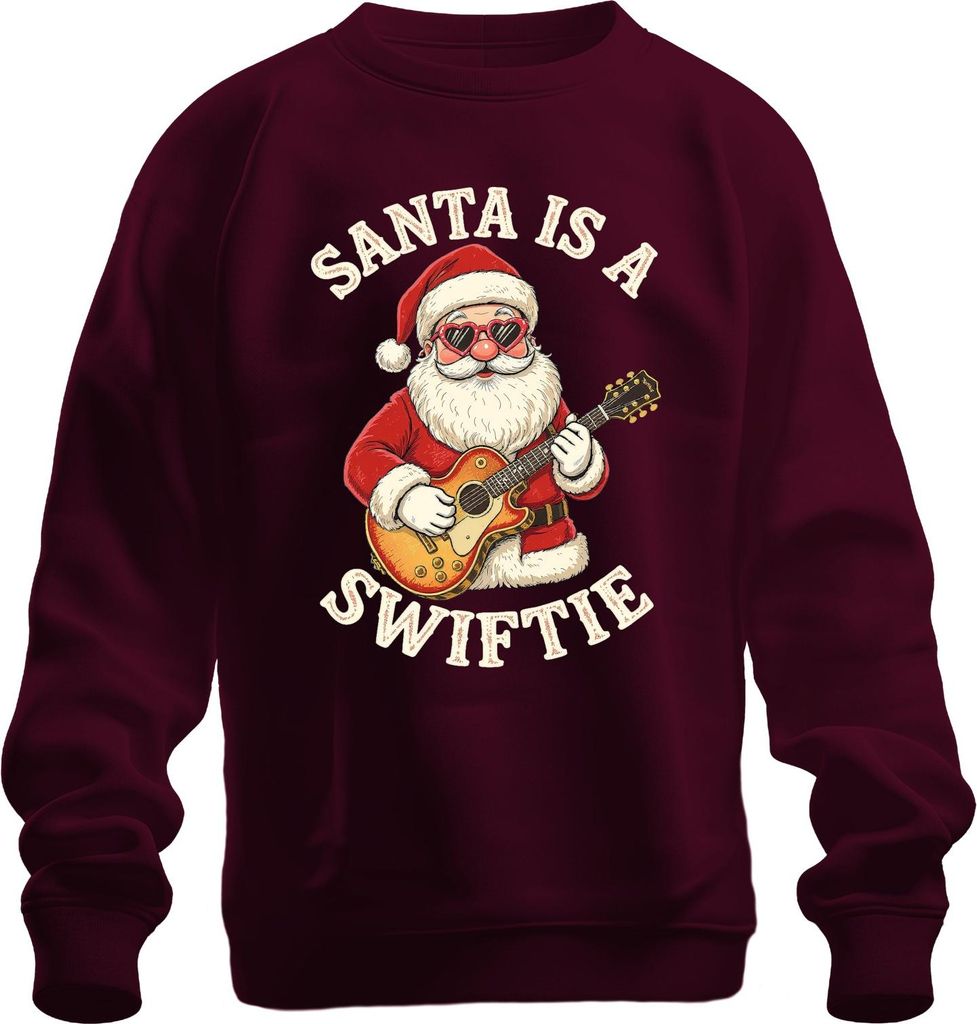 SANTA lustiger Spruch Weihnachten Swift Gitarre Musik Rock Uni Sweatshirt Pullover, Burgundy, XXL