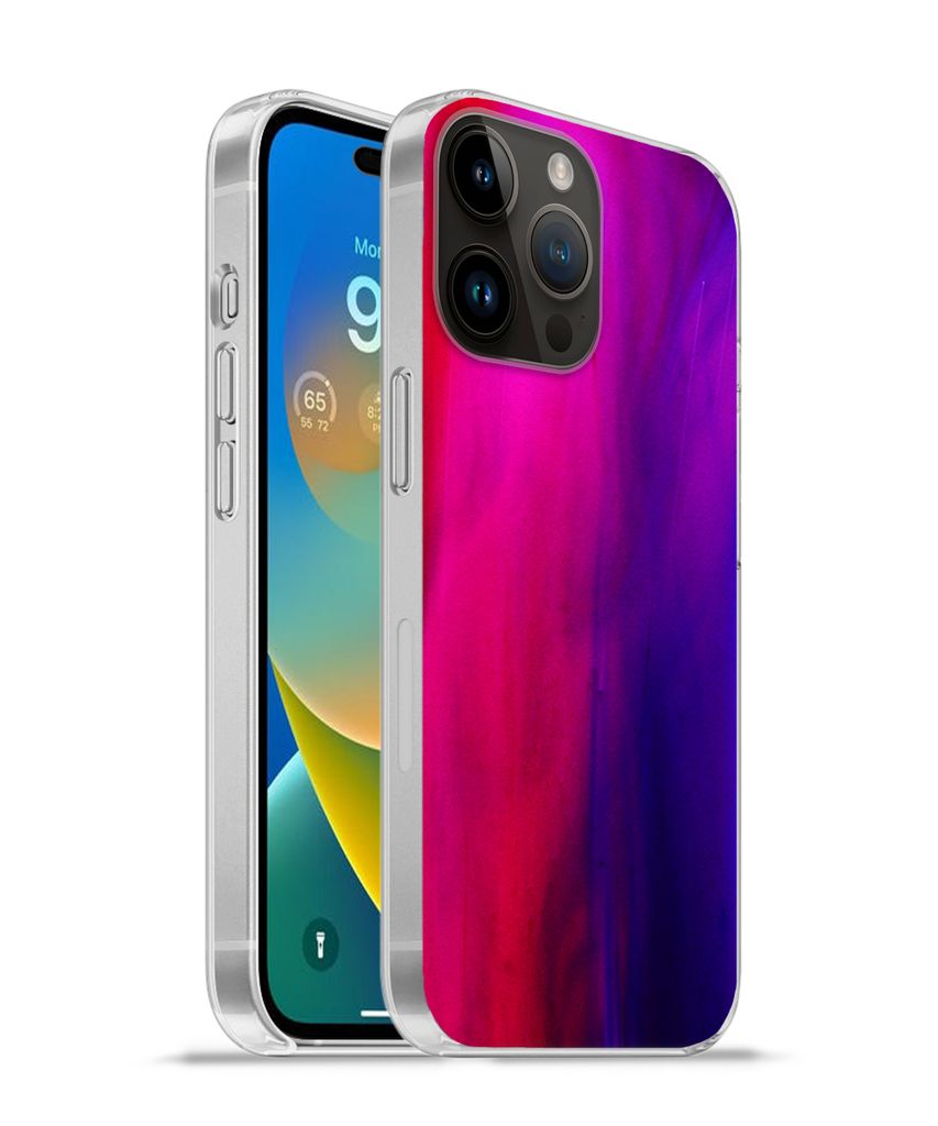 MuchoWow Handyhülle Schutzhülle Hülle für Apple iPhone 14 Pro Max Färben - Rosa - Lila - Abstrakt Silikon Softcase Handy Hülle - Hardcover