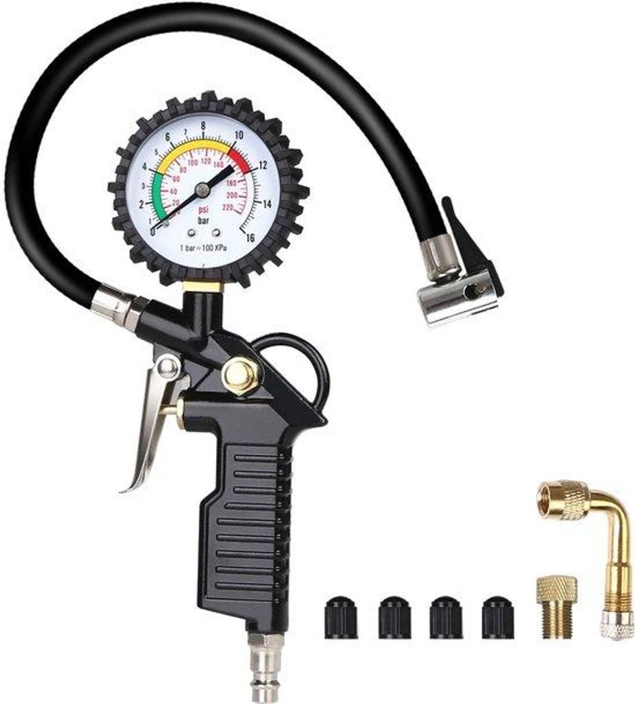 Luftdrucktester 220 psi 15 bar multifunktions Schwarz Autozubehör