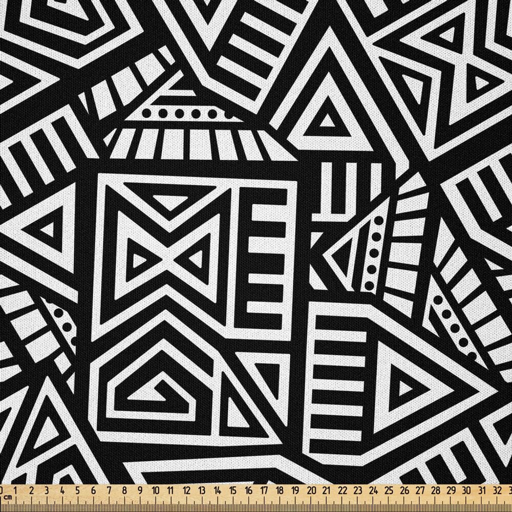 ABAKUHAUS aztekisch Microfaser Stoff als Meterware , Geometrische Maze-Muster inspiriert von Stammeskultur böhmischen Folk Ancient Design, 5 M (23...