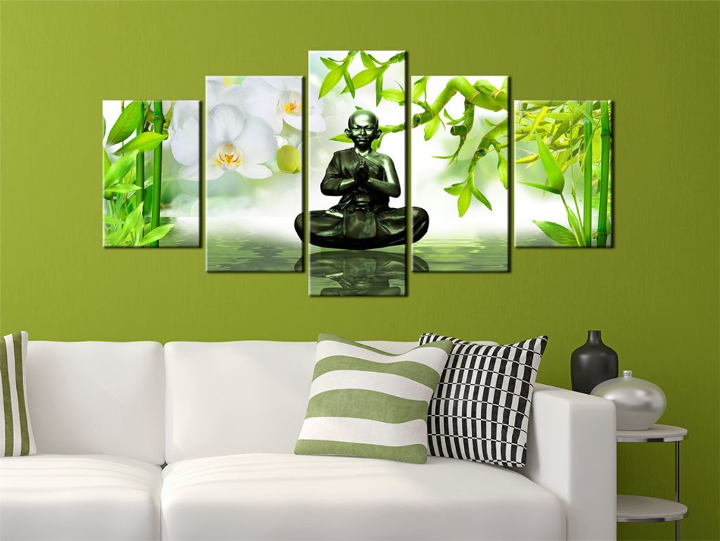Akustikbild Buddha 200x100 cm Bilder Akustikschaum Hochleistungsschallabsorber Schallschutz Leinwand 5 tlg Wandbild Raumakustik Schalldämmung 0201...