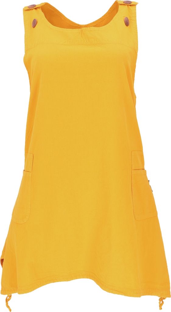 Latzrock, Oversize Trägerkleid, Latzkleid, Ballonrock - Kurkuma, Damen, Gelb, Baumwolle, Größe: S/M