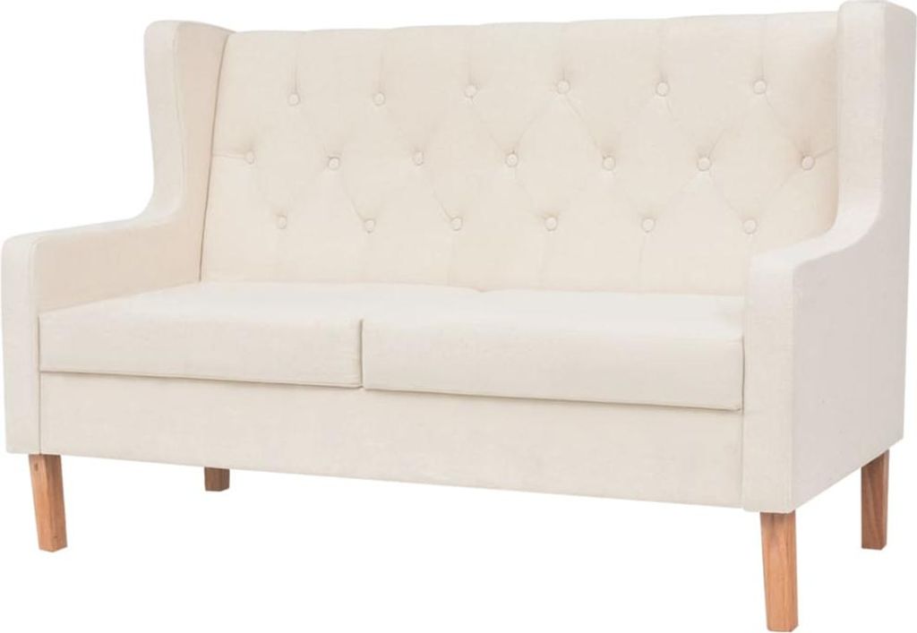 vidaXL 2-tlg. Sofa-Set Stoff Cremeweiß