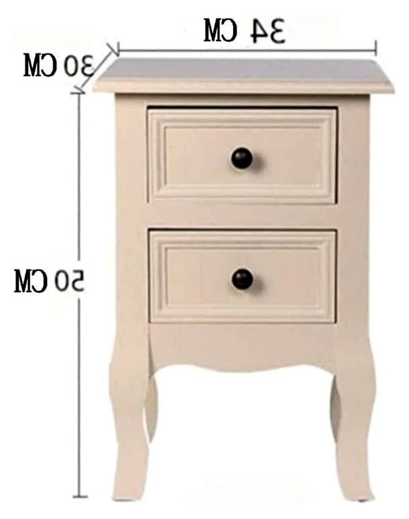 Nachttisch aus Massivholz mit 2 Schubladen, Schwarz