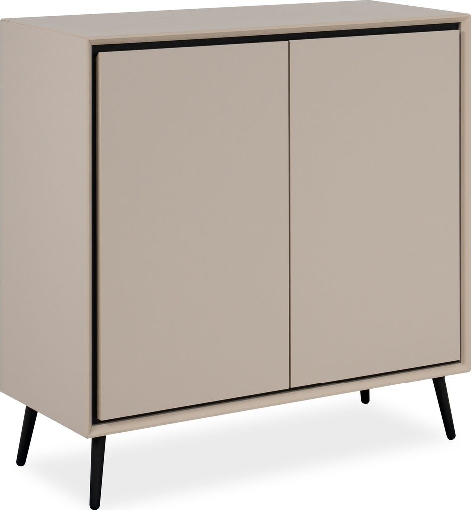 Kommode >Arona< 2 Türen, 2 Böden, in Sand / Schwarz - 90x90x38cm (BxHxT)