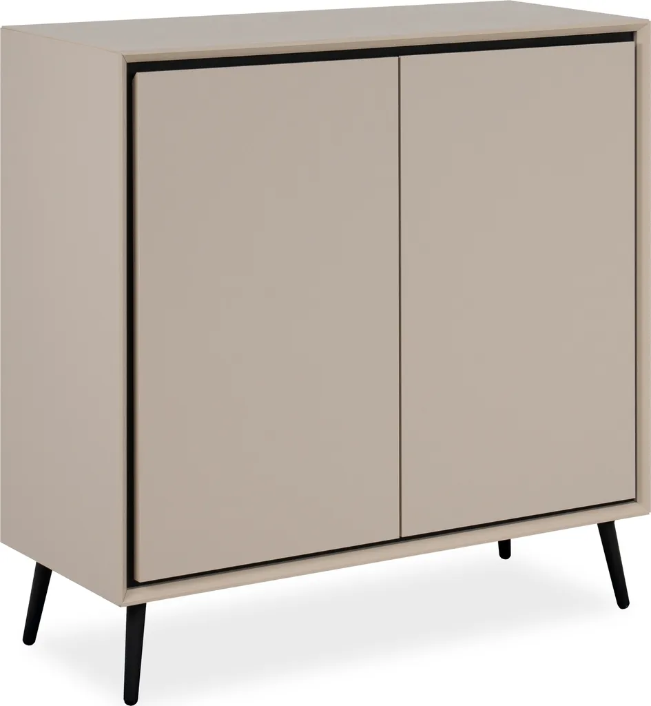 Commode 2 Portes 2 Étagères Arona - Sand / Schwarz 90cm Design Contemporain