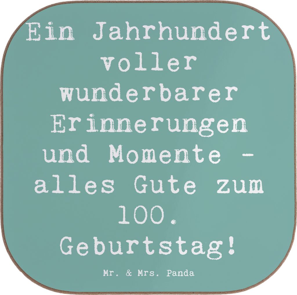 Mr. & Mrs. Panda Untersetzer für Gläser Spruch 100. Geburtstag Erinnerungen - Meeresbrise - Geschenk, Tasse, Geburtstagsgeschenk, Coaster, Geträ...