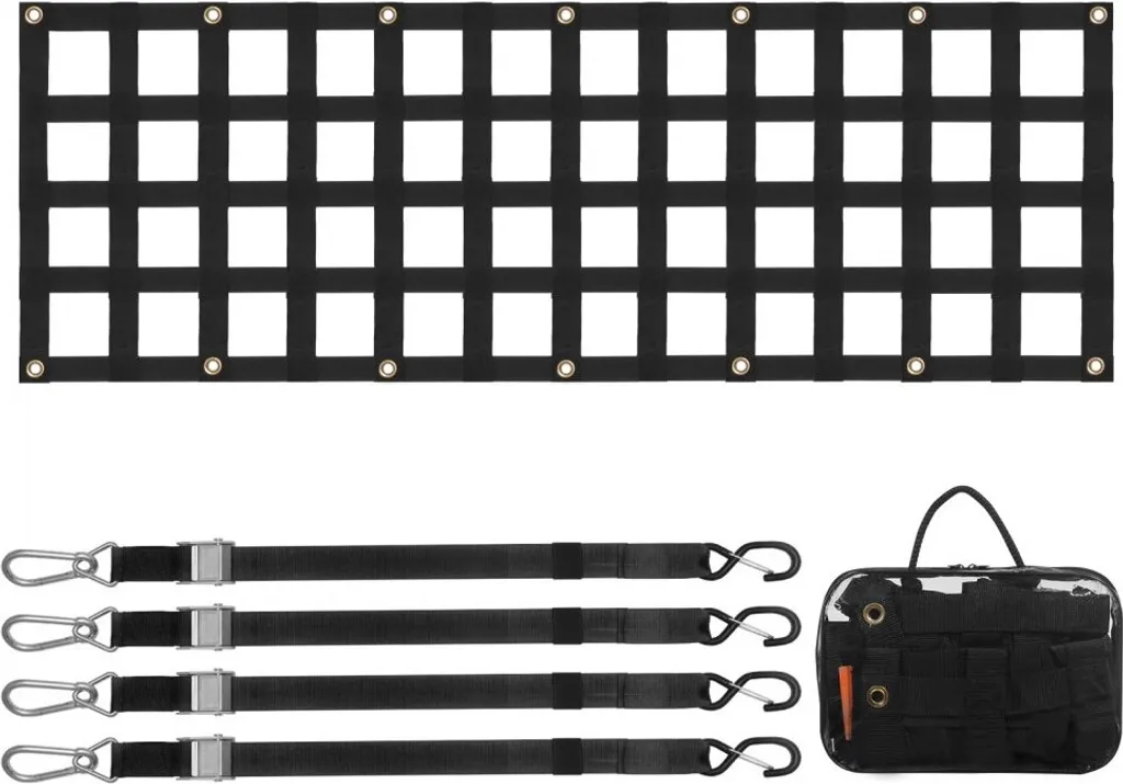 Rete portabagagli per portellone posteriore - Rete per portellone posteriore per pick-up - 1525x470 mm - 272 kg di capacità di carico - Accessori per auto per un migliore spazio di archiviazione