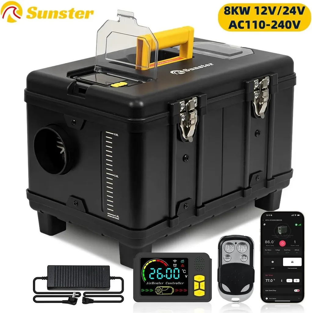 Chauffage diesel 8kW silencieux 35dB avec contrôle Bluetooth et LCD
