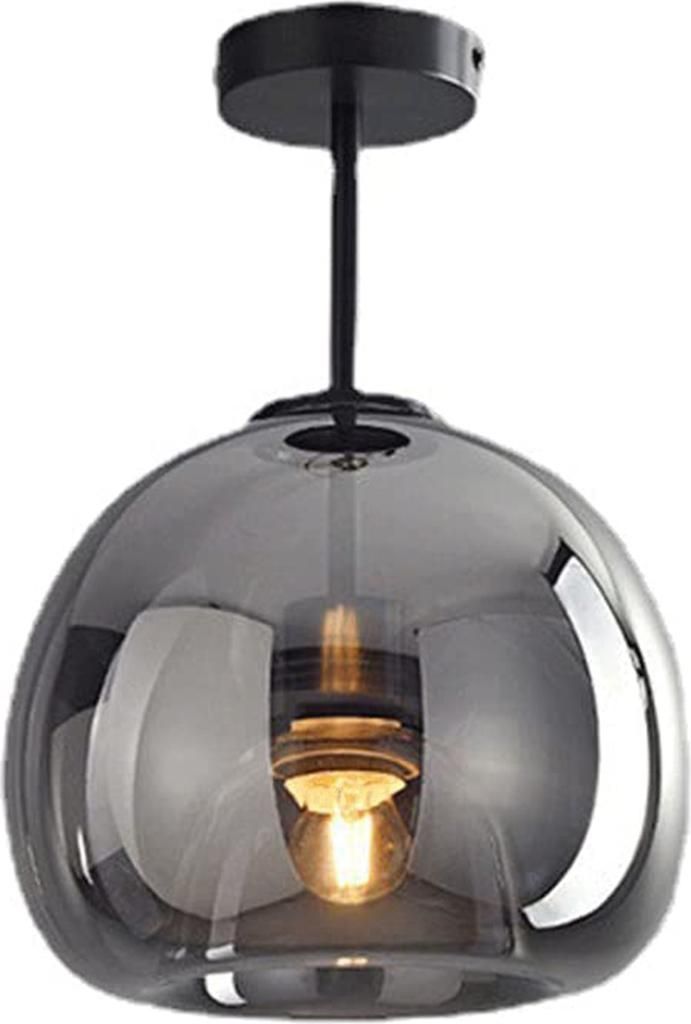 Rauchglas Pendelleuchte schwarz, Hängeleuchte mit Glasglobe für Kücheninsel, Esszimmer, Schlafzimmer