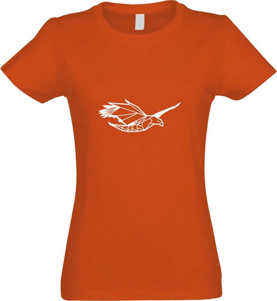 Kiwistar - T-Shirt tailliert - Damen - orange - Adler Raubvogel Polygon - mit Motiv Bedruckt - Funshirt Design - Sport - Freizeit - Damen - L