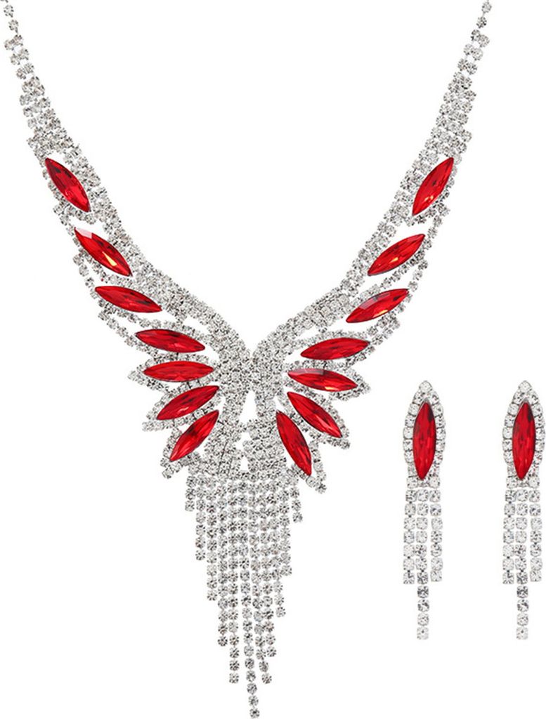 2 Teile/satz Frauen Elegante Halskette Ohrringe Einstellbar Glänzende Strass Zirkonia Halsband Halskette Quaste Drop Ohrringe Set