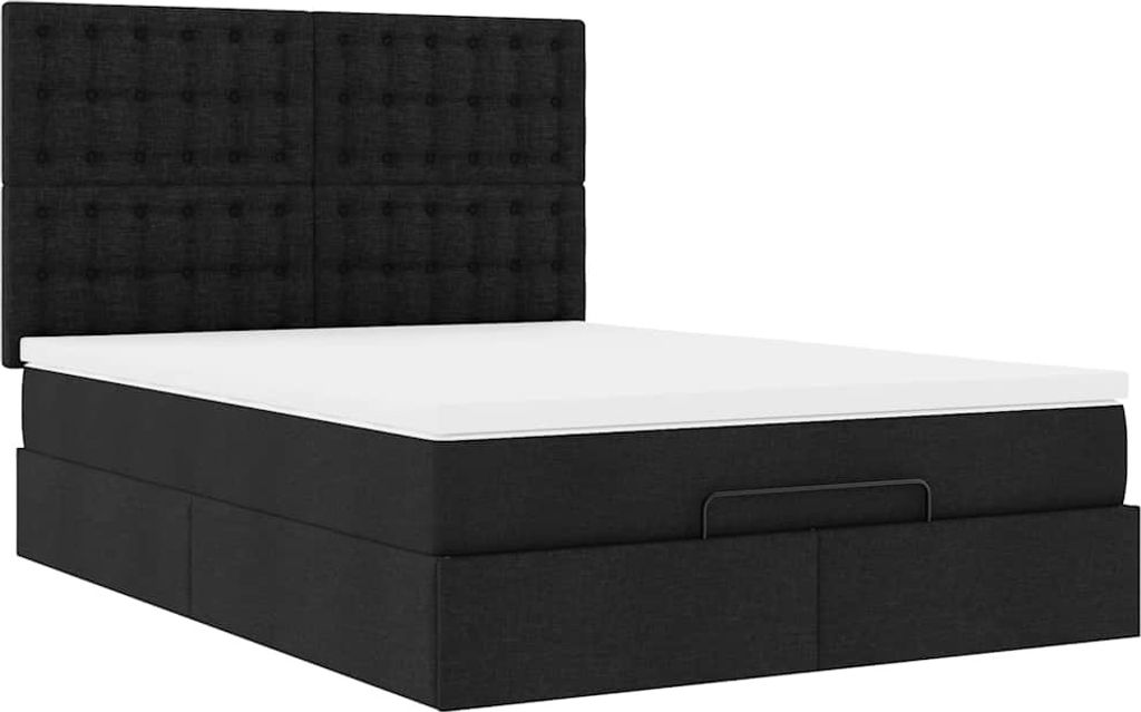 SYFAX Ottoman-Bett mit Matratze Schwarz 140x200 cm Stoff