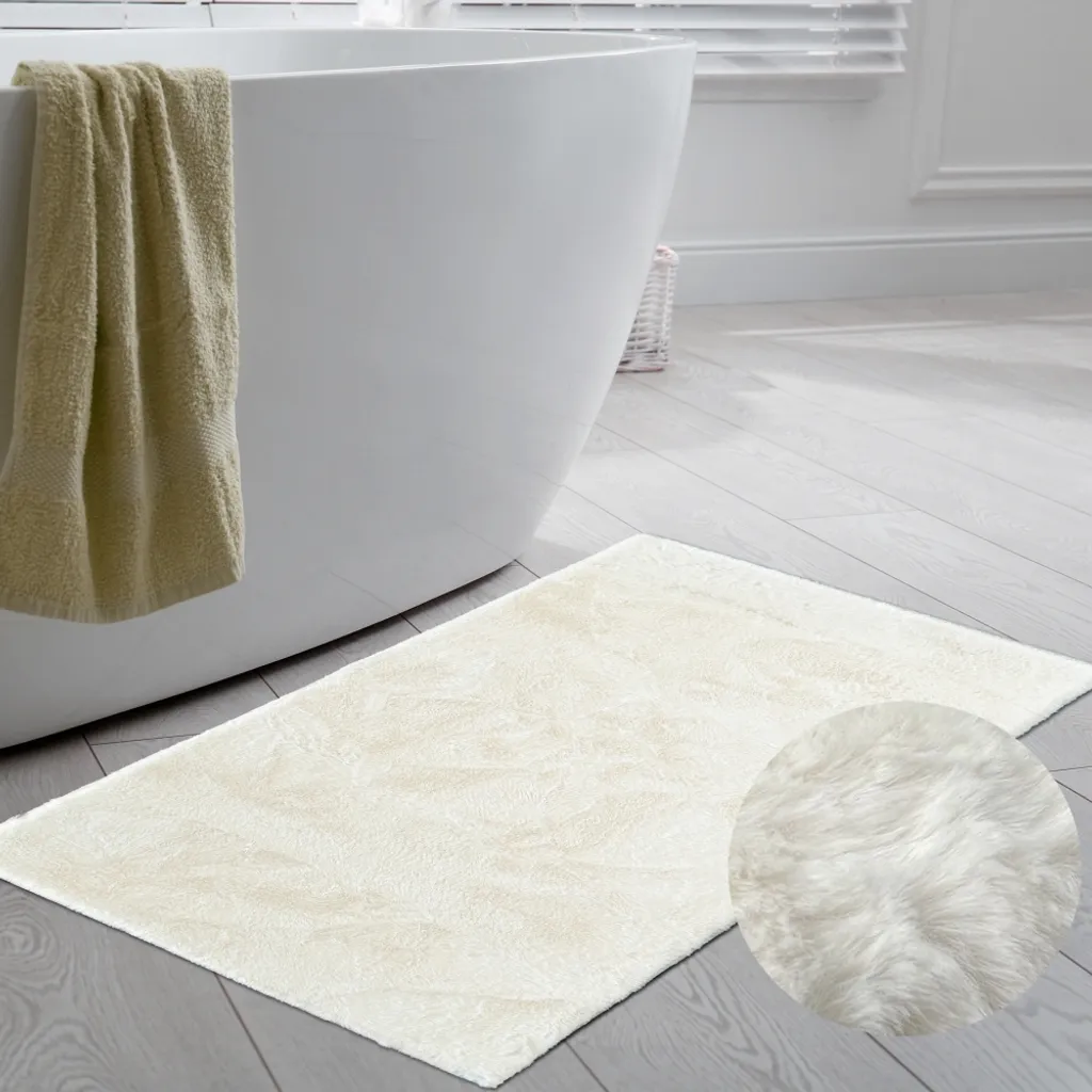 Tapis de bain antidérapant crème 70 x 140 cm – Confort absorbant Soft