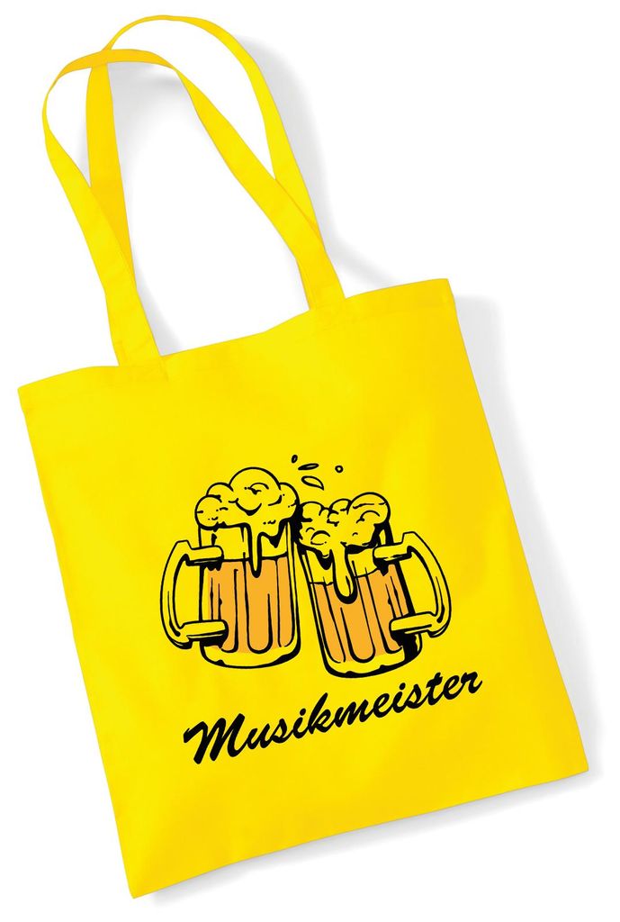 Huuraa Jutebeutel Musikmeister Schützenfest 10 Liter Yellow Baumwolle Tasche Geschenkidee