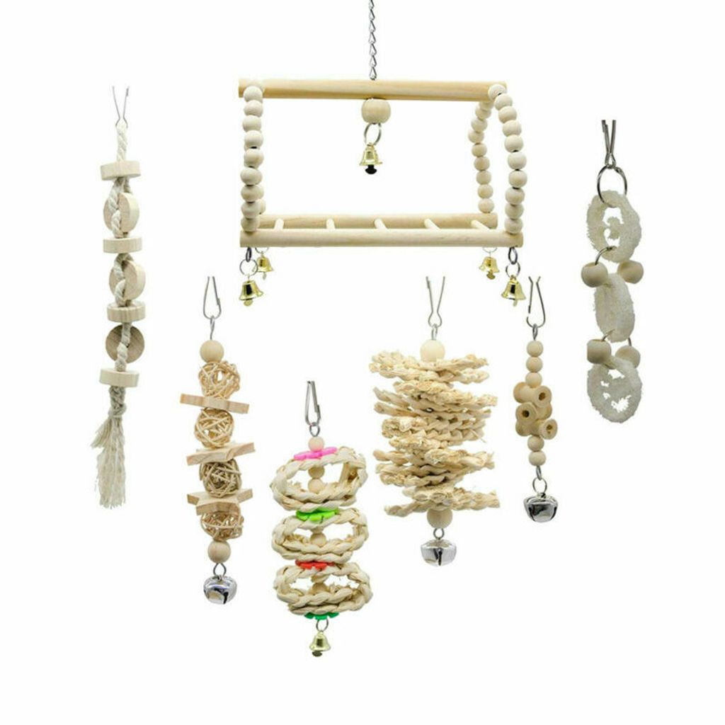 MOTHNUR 2x Vogel Kauspielzeug Mit Glocke - Mineralienstein Für Papageien & Wellensittiche