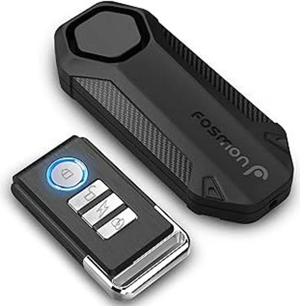 Fosmon - Allarme per biciclette Allarmi per biciclette con telecomando - Wireless - USB-C - Protezione antifurto Antifurto con vibrazione - Allarme per scooter Allarme per biciclette