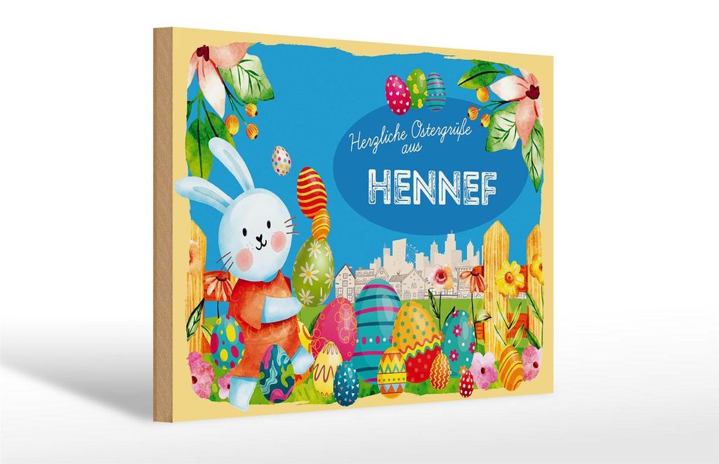 Holzschild Ostern Ostergrüße 30x20cm HENNEF Geschenk Deko