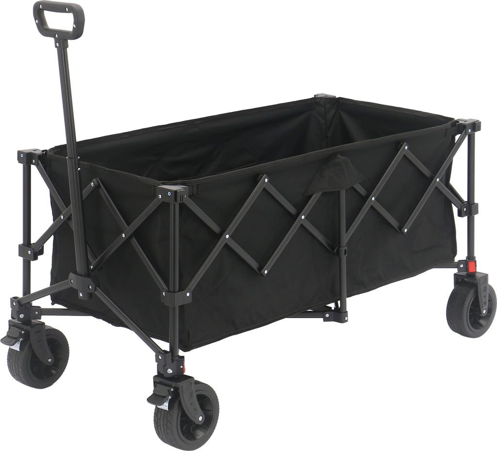 AXI SB141 Faltbarer Bollerwagen in Grün | Handwagen Klappbar / Faltbar mit Zugstange, Gurt, Hülle, Innentasche & Getränkehalter - PP Gummireifen...