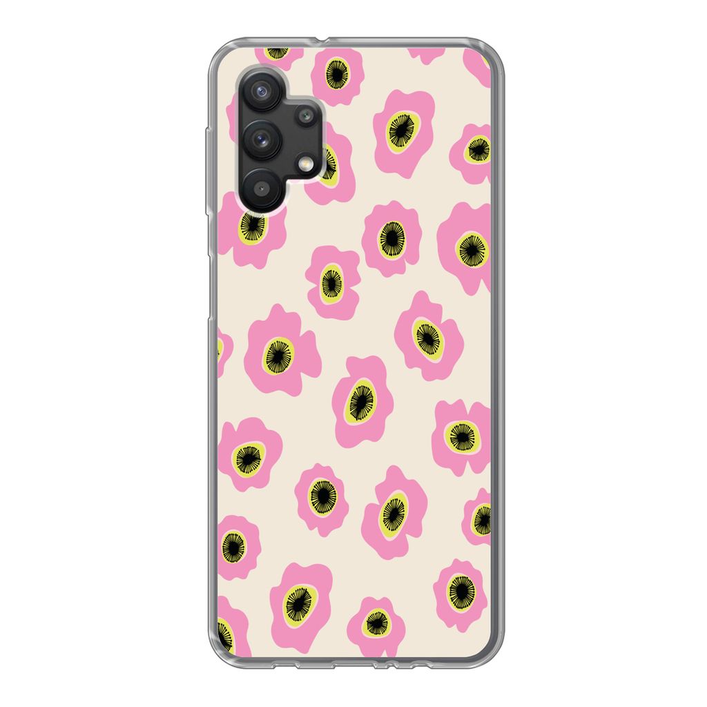MuchoWow Handyhülle Schutzhülle Hülle für Samsung Galaxy A32 5G Blume - Muster - Abstrakt Silikon Softcase Handy Hülle - Softcase - Geburtst...