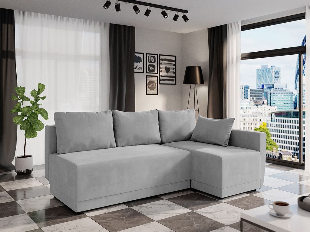 MIRJAN24 Ecksofa Nestor, Stilvoll L-Form Polsterecke vom Hersteller, Eckcouch mit Bettkasten (Farbe: Mono 244, Seite: Rechts)