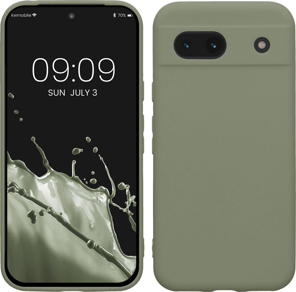 kwmobile Handyhülle kompatibel mit Google Pixel 8a Hülle - Handy Case aus weichem Silikon in Graugrün
