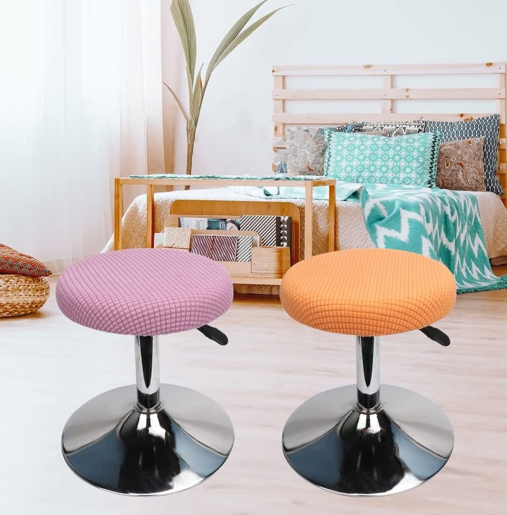 Hocker Bezug Rund - 4 Stück Dehnbare PU-Leder Bezüge