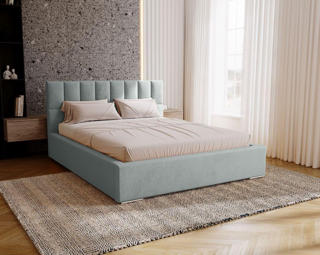 Doppelbett mit Polsterung 180x200 EMPORIA - Platin